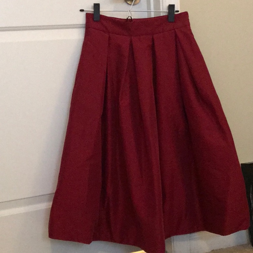 White HouseBlack Market Red Midi Skirt